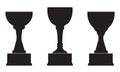 Trophy Cup on prize podium. First, second and third place award. Champions or winners Infographic elements. Black Vector Royalty Free Stock Photo